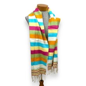 NWOT Scottish 100% Cashmere Multi-Colored Striped Scarf